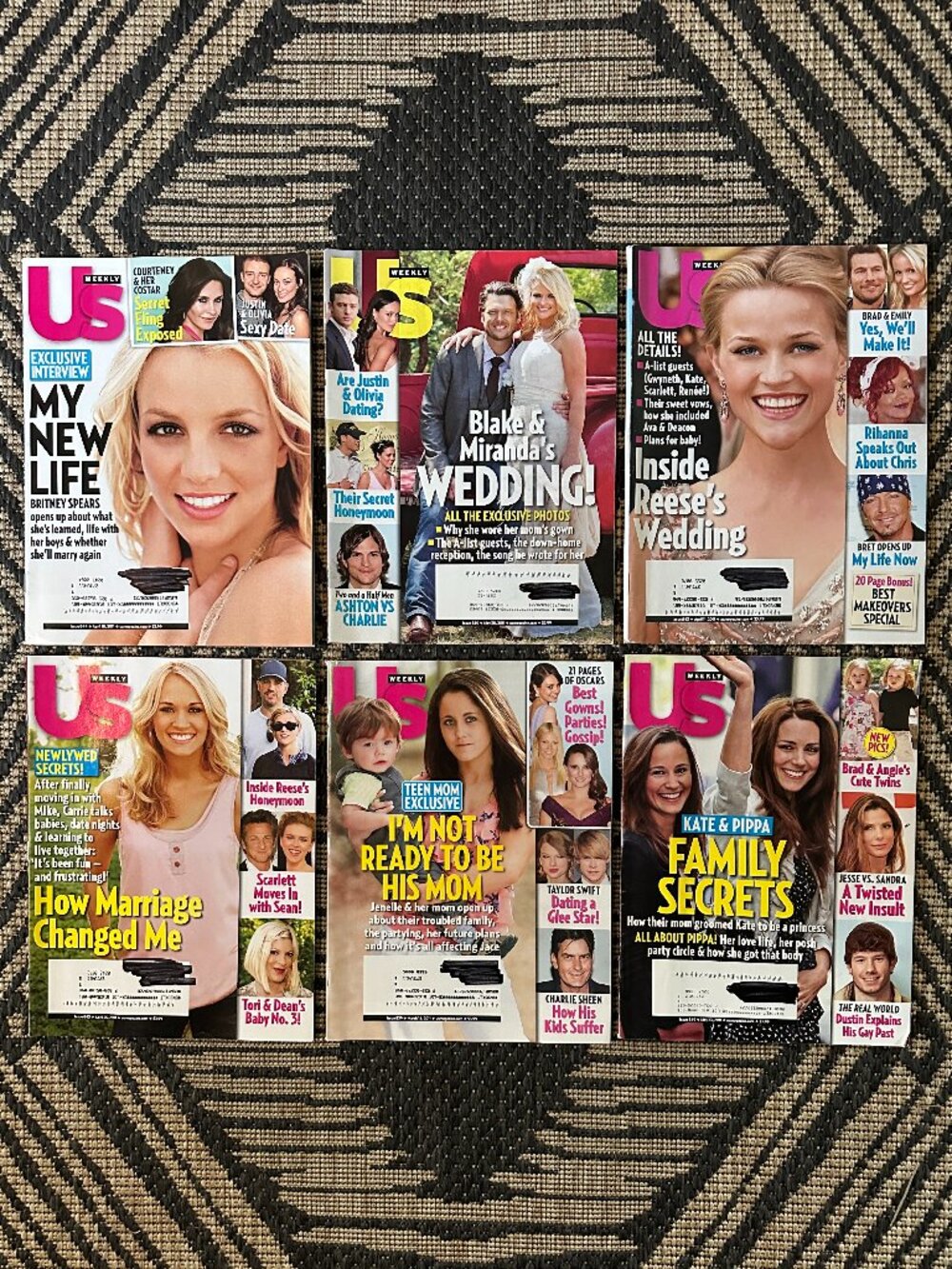 Vintage Lot of 6 US Weekly Magazines 2011 Celebrity Gossip Fashion Party Life